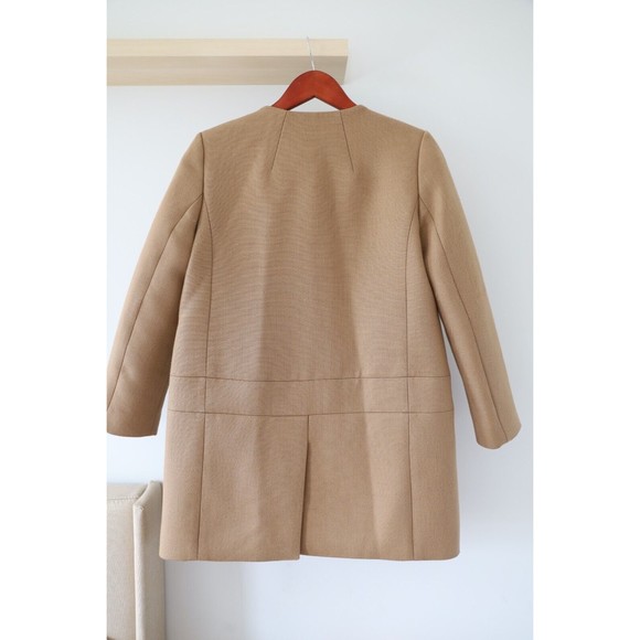 Club Monaco Womens Size S Collarless Three-Button Over Coat Formal Beige Wool - Picture 6 of 8